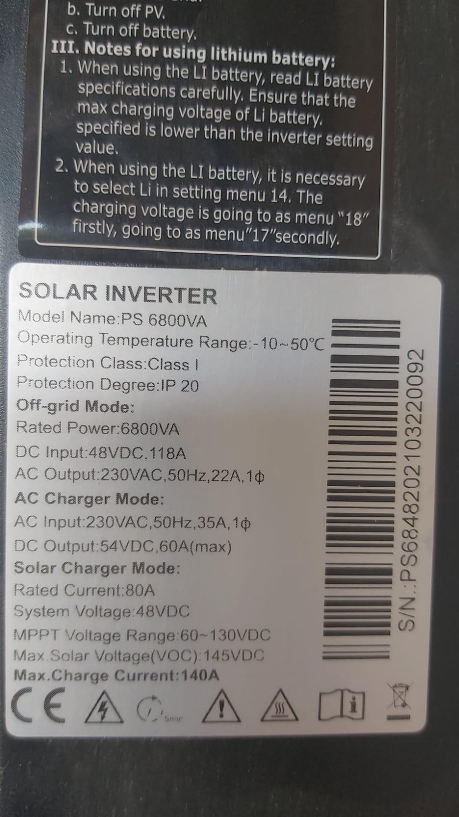 Connecting Rentech BTEFS battery to MUST PV18 - Inverters - Power